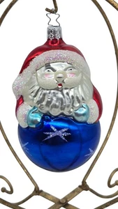 Inge Glas Santa Patriótico Vidrio Navidad Adorno Alemania 5" - Imagen 1 de 5