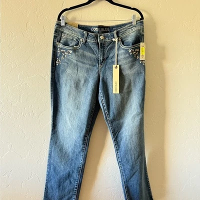 Code Bleu Women's Embellished Maya Blue Straight Mid Rise Jeans NWT 16 - Image 1 of 4