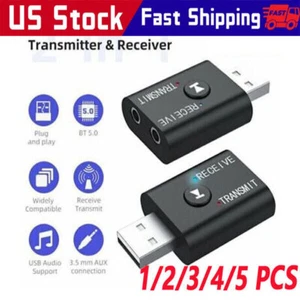 Adattatore Ricevitore Trasmettitore Audio USB 2in1 Bluetooth 5.0 Wireless per Auto TV PC - Foto 1 di 8