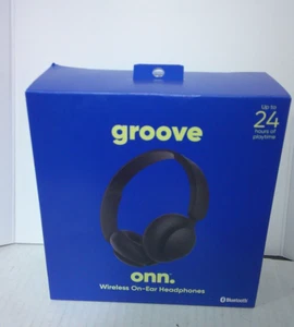 onn. Groove Wireless On-Ear Headphones Built In Microphone 24 Hr Playtime Black - Picture 1 of 2