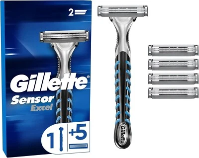 Gillette Sensor Excel Nassrasierer Herren, Rasierer + 3 Rasierklingen mit Doppel - Bild 1 von 4