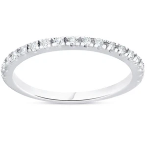 1/4ct TW Diamond Ring Stackable Engagement Womens Wedding Band White Gold - Picture 1 of 6