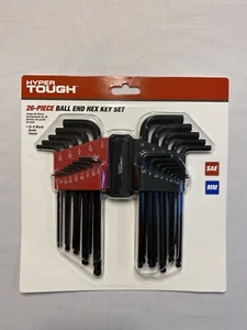 Hex Key Set SAE And Metric 26 Piece Ball End Heavy Duty Hyper Tough New - Picture 1 of 3
