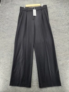 MNG Mango Pants Womens 8 Straight Leg Black Pleated - Picture 1 of 9