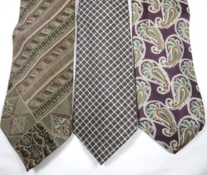 Fumagallis Kuppenheimer Dunhill Tailors 3 Corbatas de seda Marrón Verde Rojo Púrpura Gris - Imagen 1 de 10