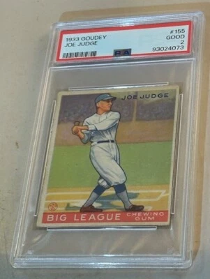 1933 GOUDEY #155 JOE JUDGE PSA GOOD 2 BROOKLYN DODGERS BASEBABALL CARD. - Image 1 of 2
