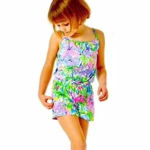 Lilly Pulitzer Girls Aleene Romper One-Piece Floral Printed S 4-5 Years 278553 - Picture 1 of 6
