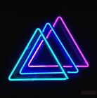 Big 17"X14" Three Triple Triangles 3 Colors Real Glass Neon Sign Beer Bar Light