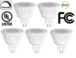 5 Pack Bioluz LED MR16 50W Halogen Replacement Dimmable 7w 3000K 12v UL listed - Picture 1 of 8