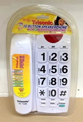 Blanco Botón Grande Teléfono Hogar 10 Memoria Altavoz Teléfono Marcación con Cable Pared Escritorio Foto 1 de 4