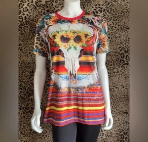 Women’s Large Western Bull Skull Tshirt - Picture 1 of 2