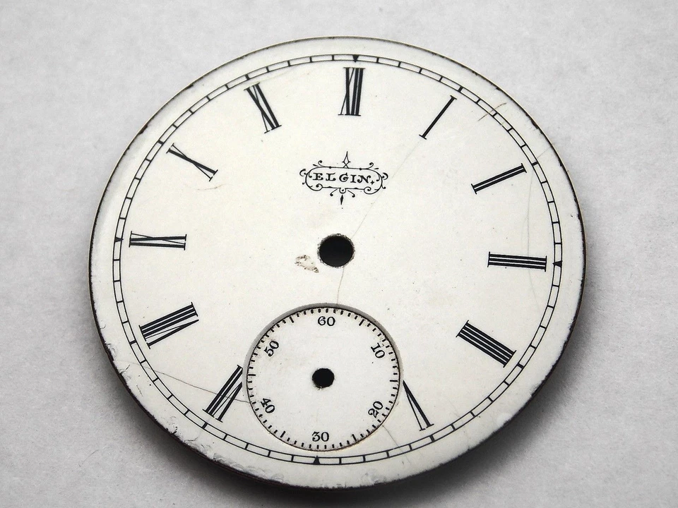 Reloj Elgin blanco vintage 34 mm esfera para relojes de bolsillo subesfera marcadores negros  Foto 1 de 1