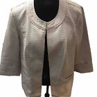 Coldwater Creek Women’s Textured Gray With Yellow Stripes 3/4 Sleeves Blazer 16