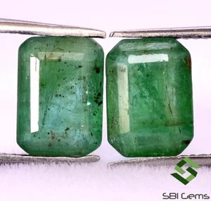 2.52 Cts Certified Natural Emerald Octagon Cut Pair 7.50x5.50 mm Loose Gemstones - Picture 1 of 6