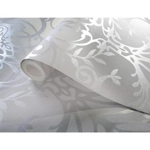 PAPEL TAPIZ EXCLUSIVO HOLDEN SUNTION FLORAL DAMASCO PLATA METÁLICA - Imagen 1 de 1