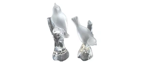 2x Glaskunst Vogelfigur Bleikristall , ca.13 und 19cm hoch, Hersteller unbekannt - Bild 1 von 10