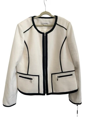 Calvin Klein women’sWhite  Zippered Blazer Jacket Long Sleeve Size 16 NWT - Image 1 of 4