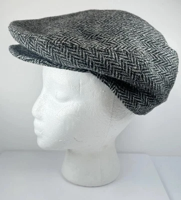 Jonathan Richard Donegal Tweed Newsboy Cap Herringbone Wool XL 7 3/4 VTG Ireland - Image 1 of 4