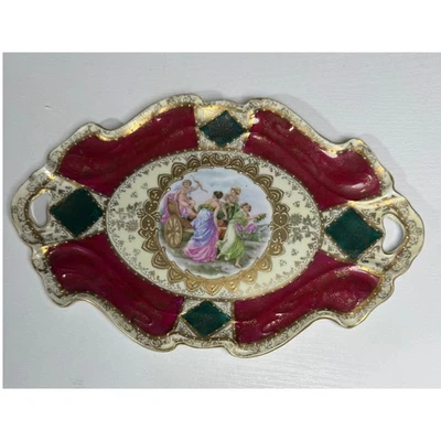 Vintage Royal Vienna Style Porcelain Oval Serving/Dresser Tray Hand Painted - Image 1 of 4