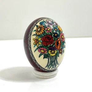 Painted Egg Whimsical Chicken Farm Homestead Decor Flowers Vintage Vibe Easter - Picture 1 of 10