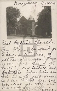 RPPC Montgomery City, MO First Baptist Church 1906 Echtfoto Missouri Postkarte - Bild 1 von 5