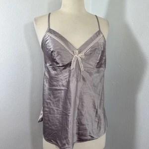 Victorias Secret Angels Cami Tank Womens M Gray Satin Babydoll Shorts Pajama Set - Picture 1 of 17