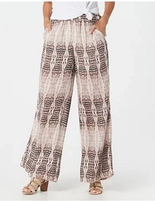 Pantalón Haute Hippie Tribe Caqui Serpiente 'Lillian' Rayas Gasa Pierna Ancha Nuevo Foto 1 de 4