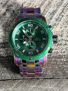 Invicta iridescent watch Stainless steel CARBON Green Water Resistant Japan - Picture 1 of 5