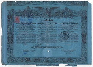 Austria 1885 State Railways Vienna 500 Francs Extra Deco Uncancelled Coupons - Picture 1 of 8