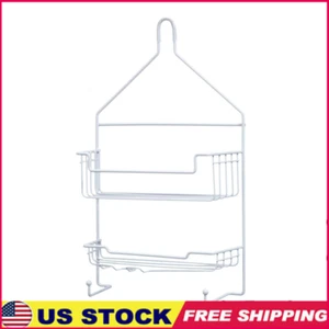 Rust Resistant 2 Tier Hanging Shower Caddy W/ Suction Cups Razor Holder Hooks US - Picture 1 of 8
