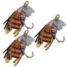 Small Fly Fishing Lure Applique Patch - Fisherman Badge 1.75" (3-Pack, Iron on)