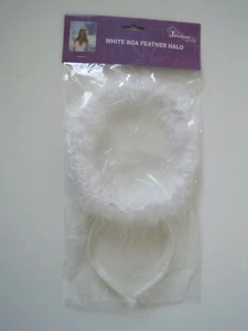 White Angel Boa Feather Halo By Jacobson Hat Halloween Christmas  NIP - Picture 1 of 4