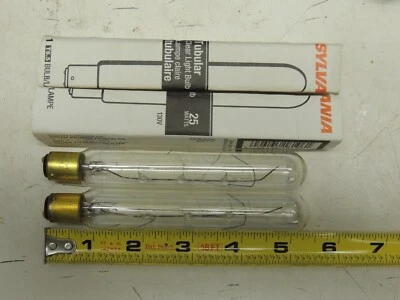 2 Sylvania 130v tubular 25 Watt EXIT SIGN Light Bulb 25T6.5 DC bayonet  - Image 1 of 3