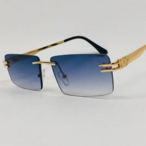 Męskie okulary przeciwsłoneczne Złota metalowa ramka Designerskie kwadratowe retro odcienie Hip Hop Gangster