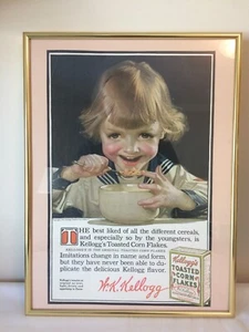 Raro 1916 Lyendecker Kellog's copos de maíz tostados anuncio niño comiendo copos de maíz - Imagen 1 de 6