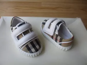 Burberry Kids Baby Vintage Check Cotton Leather Sneakers EU 17 3-6 mon Display - Picture 1 of 19