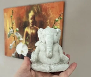 Elefant Statue handgegossen Ornament Steinguss grau - Bild 1 von 2