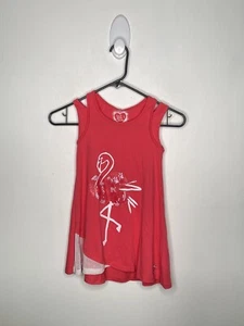 Deux Par Deux Safari Talk Flared Tunic Top Girls Size 7 Coral Flamingo S - Picture 1 of 5