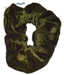 NEW Back To School Dark Green Velvet Fur Fabric Scrunchie Hair Bobble - Picture 1 of 1