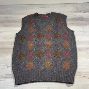 De Colección Ralph Lauren Chaps Suéter Chaleco Para Hombre Shetland Lana Argyle Abuelo Talla S - Imagen 1 de 6