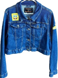 Sponge Bob Nickelodeon Members Only Girls size(12) XL Cropped Denim Jean Jacket - Picture 1 of 17