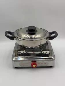Portable Solid Alcohol Spirit Fuel Burner Stove + SS Mini Pot for Hotpot Camping - Picture 1 of 3