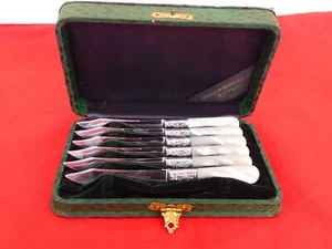 Set of 6 Antique Mother of Pearl Handle Fruit Knives Boxed EI-14 - Picture 1 of 8