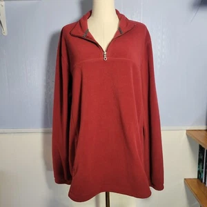 Croft & Barrow Men's Large Red Quarter Zip Longsleeve Lightweight Fleece Jacket - Picture 1 of 9