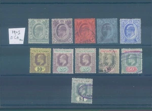 STRAITS SETTLEMENTS 1905 GEORGE V MH/used multiple CA wmk - Picture 1 of 1