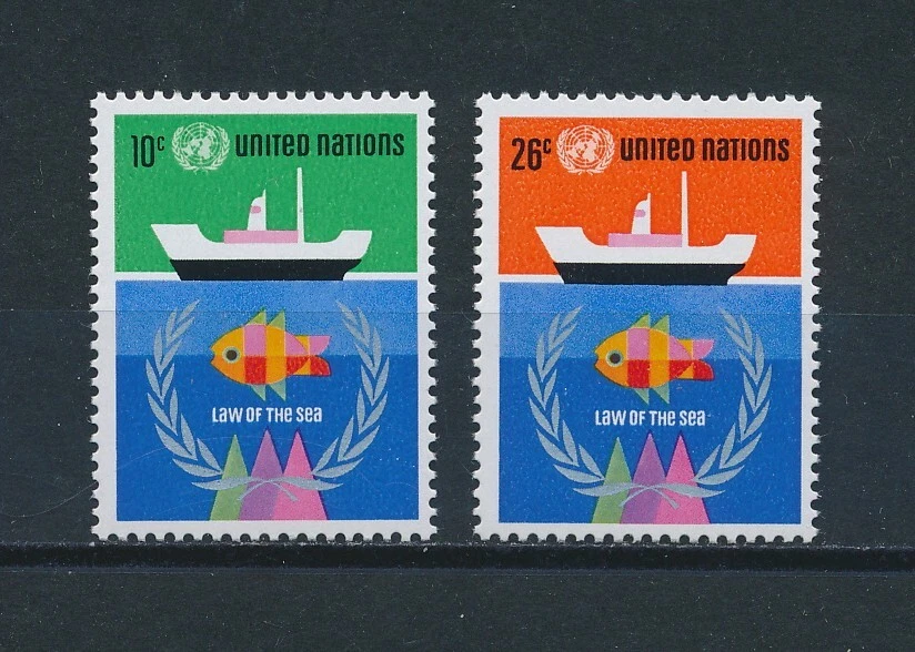 Naciones Unidas 254-5 MNH, barco y pesca, 1974 Foto 1 de 1