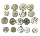 Lot 18 Antique /Vintage Carved Abalone Shell Dress Crafts Sewing Buttons