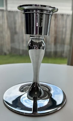 Посеребренный конический подсвечник Pottery Barn 5 дюймов современный классический б/у в отличном состоянии - Изображение 1 из 4