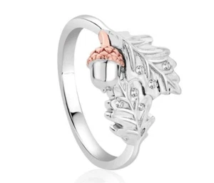 Anillo Clogau Galesa Plata y Oro Rosa 9ct Hoja de Roble Real Talla M Nueva Rara Gales - Imagen 1 de 2
