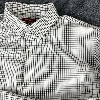 Camisa de vestir RED HOUSE para hombre sin planchar manga larga con botones a cuadros talla M Foto 1 de 4